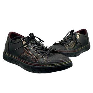 L'Artiste Spring Step Danli-Bloom Floral Black Embossed Leather Sneakers Shoes 7